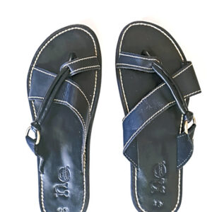 Black and Buckle Leather Sandals
