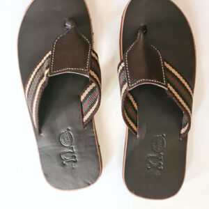 Cloth and leather flip flops